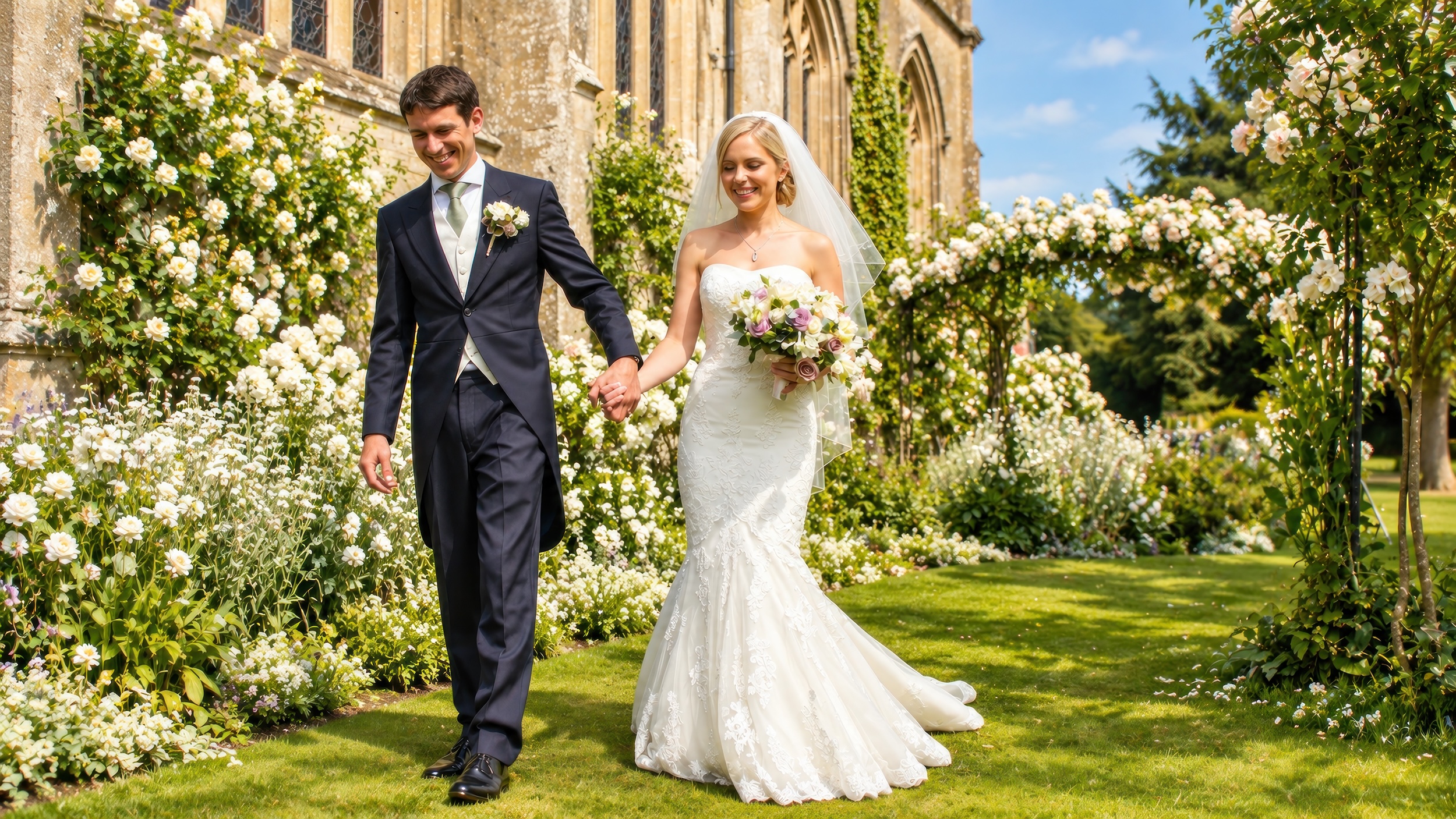 Paddy and Lynsey walking together at Sudeley Castle